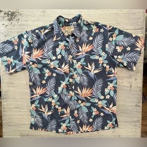 Cooke Street Hawaiian Shirt Floral Reverse Print Front Pocket